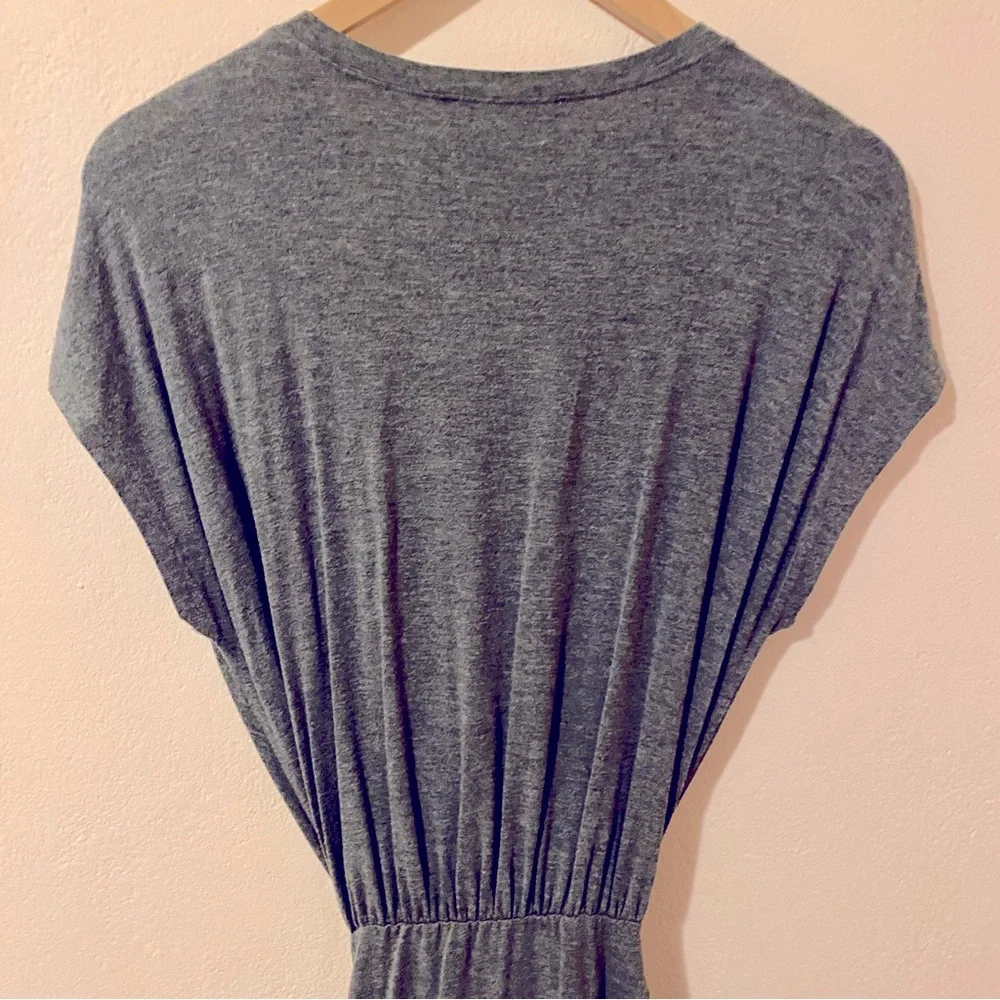 Frame Shirred Muscle Gray Faux Wrap Dress in dark heathered Gray Size Small - Picture 7 of 7